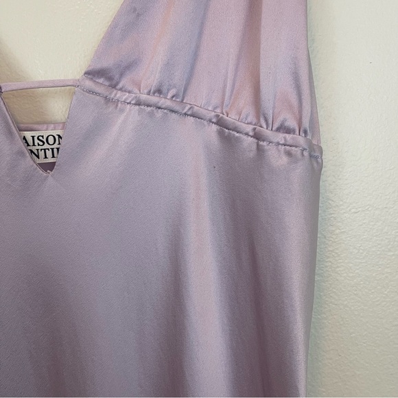 Maison Essentiele Slip On 100% 6A Silk Sleep Gown Long Size Large Light Purple - Picture 4 of 12